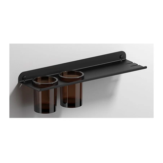 Полиця з утримувачем для склянок Sonia QUICK BLACK 450х131х410 мм, чорний матовий (185351)