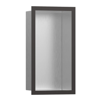 Настенная ниша из матовой нержавеющей стали с дизайнерской рамкой Hansgrohe XtraStoris Individual 30 х 15 х 10 см, матовый чёрный хром (56094340) фото 1 Aquada.com.ua