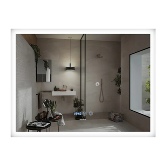 Дзеркало Mixxus FLAT MR04-80x60 з Led Touch, Anti-fog, димером, регулятором яскравості, годинником (MI6928)