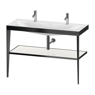 Металлическая консоль с раковиной c-bonded Duravit XViu 120 х 48 х h85 см, чёрный матовый/белый глянцевый (XV4718OB285) фото 1 Aquada.com.ua