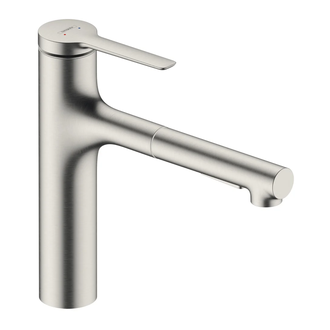 Кухонный смеситель, с вытяжным душем, 2 вида струи Hansgrohe Zesis M33 (цвет - сталь) 74801800