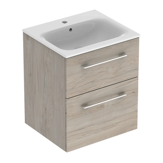 Тумба с раковиной Geberit Selnova Square slim rim 55 см, орех светлый (501.235.00.1)