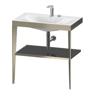 Металлическая консоль с раковиной c-bonded Duravit XViu 80 х 48 х h85 см, матовое шампанское/чёрный глянецевый (XV4715EB140) фото 1 Aquada.com.ua