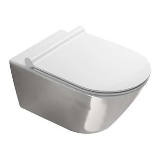 Унитаз подвесной NewFlush (безободковый) Catalano Gold & Silver с сиденьем Soft Close (1VS55NRBA+5SCSTP000) фото 1 Aquada.com.ua
