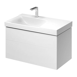 Тумба под раковину с двумя выдвижными ящиками Geberit Xeno² 880 х 462 мм, белый глянцевый (вырез под сифон слева) (500.515.01.1) фото 1 Aquada.com.ua