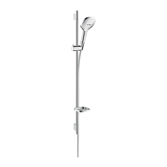 Душевой гарнитур Hansgrohe Raindance Select 120 3jet EcoSmart 9 л/мин со штангой 90 см и мыльницей (цвет - хром/белый) (26623400) фото 1 Aquada.com.ua