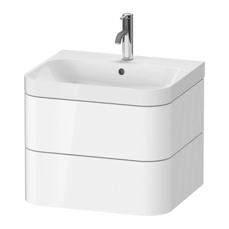Тумба подвесная с раковиной c-shaped Duravit Happy D.2 Plus 57,5 х 49 см, белый глянец (HP4345O2222) фото 1 Aquada.com.ua