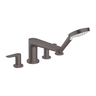 Смеситель на борт ванны Hansgrohe Talis E (цвет - шлифованный чёрный хром), с душевым гарнитуром (71748340) фото 1 Aquada.com.ua