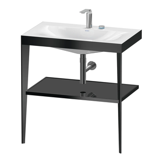 Металлическая консоль с раковиной c-bonded Duravit XViu 80 х 48 х h85 см, чёрный матовый/чёрный глянцевый (XV4715EB240) фото 1 Aquada.com.ua