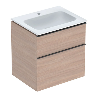 Тумба с раковиной Geberit iCon slim rim 60 см, корпус и фасад - дуб / ручки - лава мат 502.335.JH.1