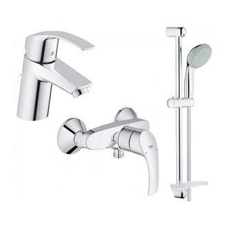 Набор смесителей для ванны 3-в-1 Grohe Eurosmart S (цвет - хром) (123244S) фото 1 Aquada.com.ua