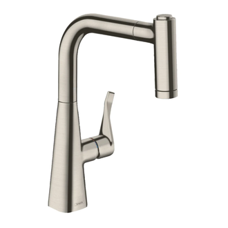 Смеситель для кухни 220, с вытяжным душем, 2jet Hansgrohe Metris M71 (цвет - сталь) 73800800
