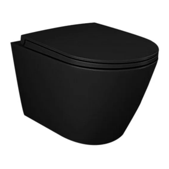 Унитаз подвесной Rimless (безободковый) Rak Ceramics Feeling с сидением Soft Close, чёрный матовый (RST23504A+RSTSC3901504)