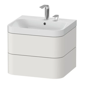 Тумба подвесная с раковиной c-shaped Duravit Happy D.2 Plus 57,5 х 49 см, cкандинавский белый шелковисто-матовый лак (HP4345O3939) фото 1 Aquada.com.ua