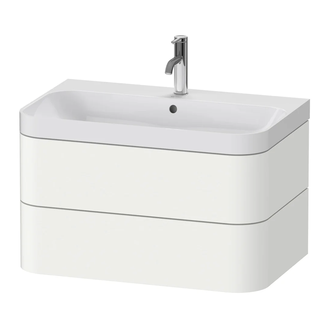 Тумба подвесная с раковиной c-shaped Duravit Happy D.2 Plus 77,5 х 49 см, белый шелковисто-матовый лак (HP4347E3636) фото 1 Aquada.com.ua