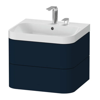 Тумба подвесная с раковиной c-shaped Duravit Happy D.2 Plus 57,5 х 49 см, тёмно-синий шелковисто-матовый лак (HP4345E9898) фото 1 Aquada.com.ua