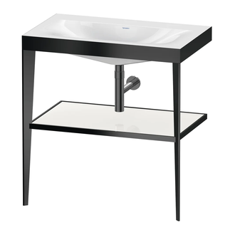 Металлическая консоль с раковиной c-bonded Duravit XViu 80 х 48 х h85 см, чёрный матовый/белый глянцевый (XV4715NB285) фото 1 Aquada.com.ua
