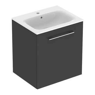 Тумба с раковиной Geberit Selnova Square slim rim 60 см, лава матовая (501.253.00.1)
