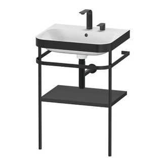 Раковина c-bonded с напольной металлической консолью Duravit Happy D.2 Plus 57,5 х 49 см (HP4735E8080) фото 1 Aquada.com.ua