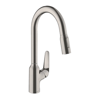 Кухонный смеситель 220, с вытяжным душем, 2jet sBox Hansgrohe Focus M42 (цвет - сталь) 71820800