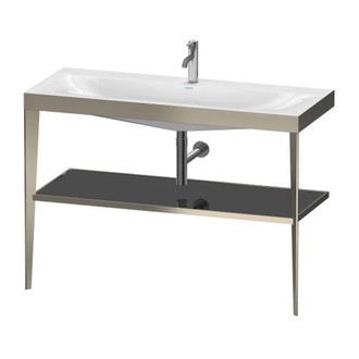 Металлическая консоль с раковиной c-bonded Duravit XViu 120 х 48 х h85 см, матовое шампанское/чёрный глянцевый (XV4717OB140) фото 1 Aquada.com.ua