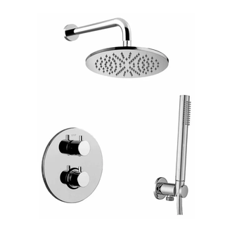 Душевая система Paffoni Shower скрытого монтажа с термостатом с верхним душем Ø 225 мм (цвет - хром) (KITLIQ018CR) фото 1 Aquada.com.ua