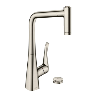 Смеситель для кухни Hansgrohe Metris Select 320 2jet, sBox (цвет - сталь), с вытяжным душем (73806800) фото 1 Aquada.com.ua
