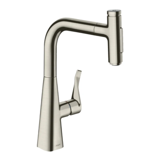 Змішувач для кухні Hansgrohe Metris Select 240 2jet з витяжним душем, сталевий (73822800)