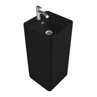 Nic-Design Умивальник окремо стоячий Nic Design Semplice 40х40х85 см з отвором під змішувач, злив у стіну, чорний глянець (001371008)