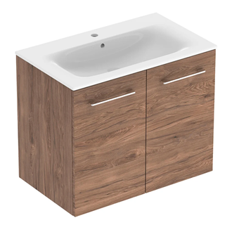Тумба с раковиной Geberit Selnova Square slim rim 80 см, орех тёмный (501.258.00.1)