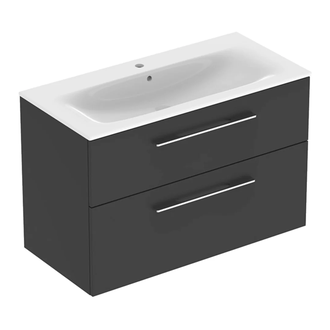 Тумба с раковиной Geberit Selnova Square slim rim 100 см, лава матовая (501.245.00.1)