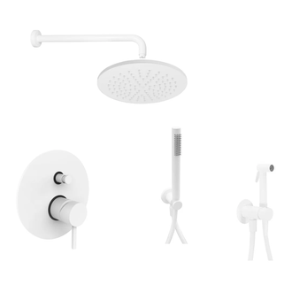 Душевая система скрытого монтажа Paffoni Shower Ø 225 мм + гигиенический душ Paffoni Tweet Round Mix (цвет - белый матовый) (KITLIG015BO+ZDUP110BO) фото 1 Aquada.com.ua