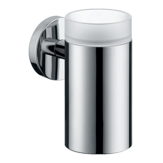 Стакан для зубных щёток с держателем Hansgrohe Logis (цвет - хром/стекло матовое) (40518000)