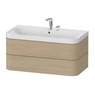 Тумба подвесная с раковиной c-shaped Duravit Happy D.2 Plus 97,5 х 49 см, дуб средиземноморский (HP4348E7171) фото 1 Aquada.com.ua