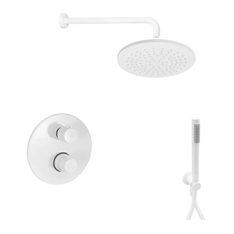 Душевая система Paffoni Shower скрытого монтажа с термостатом на 2 потребителя и верхним душем Ø 225 мм (цвет - белый матовый) (KITLIQ018BO) фото 1 Aquada.com.ua