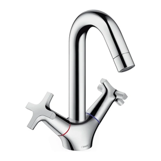 Смеситель для раковины, двухвентильный Hansgrohe Logis (цвет - хром), с донным клапном (71270000) фото 1 Aquada.com.ua