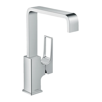 Смеситель для раковины, однорычажный Hansgrohe Metropol (цвет - хром), с донным клапаном Push-Open (74511000) фото 1 Aquada.com.ua