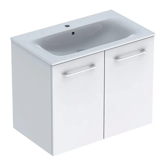 GEBERIT SELNOVA SQUARE комплект: умывальник встроенный Slim Rim, с тумбой 78,8*50,2см, двухдверной, белый глянец (501.256.00.1) фото 1 Aquada.com.ua