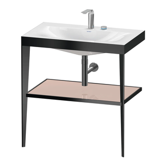 Металлическая консоль с раковиной c-bonded Duravit XViu 80 х 48 х h85 см, чёрный матовый/абрикосовый жемчуг (XV4715EB210) фото 1 Aquada.com.ua
