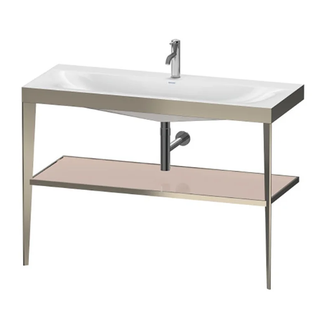 Металлическая консоль с раковиной c-bonded Duravit XViu 120 х 48 х h85 см, матовое шампанское/абрикосовый жемчуг (XV4717OB110) фото 1 Aquada.com.ua