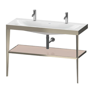 Металлическая консоль с раковиной c-bonded Duravit XViu 120 х 48 х h85 см, матовое шампанское/абрикосовый жемчуг (XV4718OB110) фото 1 Aquada.com.ua