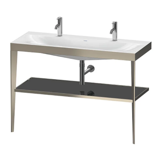 Металлическая консоль с раковиной c-bonded Duravit XViu 120 х 48 х h85 см, матовое шампанское/чёрный глянцевый (XV4718OB140) фото 1 Aquada.com.ua