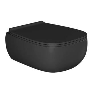 Унитаз подвесной Goclean® (безободковый) Flaminia Fluo с сиденьем Soft Close, цвет - Carbone opaco (матовый) FU118G+FUCW05 Carbone