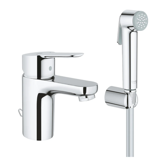 Смеситель для раковины с гигиеническим душем Grohe Bau Edge DN 15 S-SIZE (цвет - хром) (23757000) фото 1 Aquada.com.ua