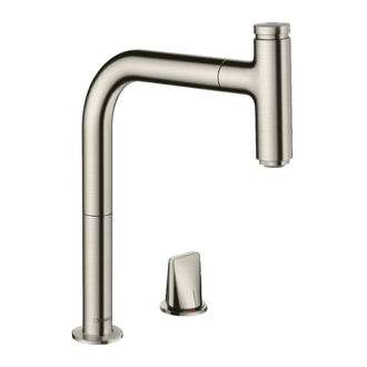 Смеситель для кухни Hansgrohe Metris Select 200 1jet, sBox (цвет - сталь), с вытяжным душем (73804800) фото 1 Aquada.com.ua