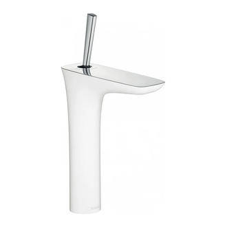 Смеситель для раковины, однорычажный Hansgrohe PuraVida (цвет - хром/белый), с донным клапаном Push-Open (15081400) фото 1 Aquada.com.ua