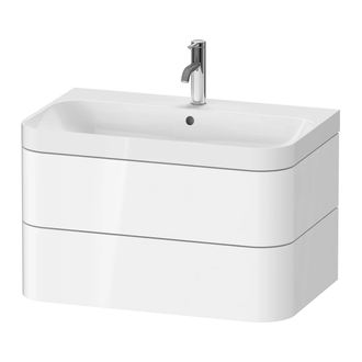 Тумба подвесная с раковиной c-shaped Duravit Happy D.2 Plus 77,5 х 49 см, белый глянец (HP4347O2222) фото 1 Aquada.com.ua