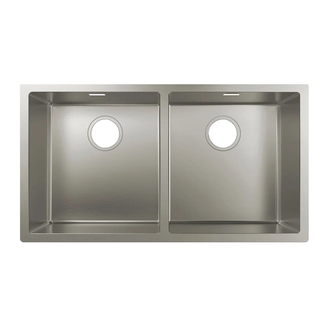 Кухонна мийка Hansgrohe S71 S719-U755 під стільницю 815х450 на 2 чаші 370/370, stainless steel (43430800)