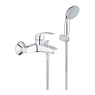 Смеситель однорычажный для ванны Grohe Eurosmart DN 15 (цвет - хром) с ручным душем (33302002) фото 1 Aquada.com.ua