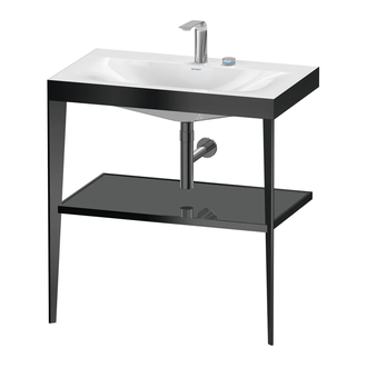 Металлическая консоль с раковиной c-bonded Duravit XViu 80 х 48 х h85 см, чёрный матовый/серый (XV4715EB289) фото 1 Aquada.com.ua